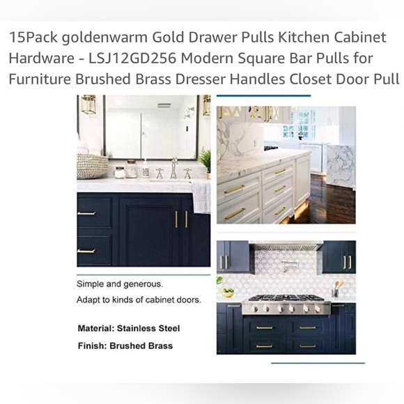 15 pack 10” Golden Warm LSJ12GD256 Kitchen Square T Bar Cabinet Door Handles NEW - Picture 13 of 16